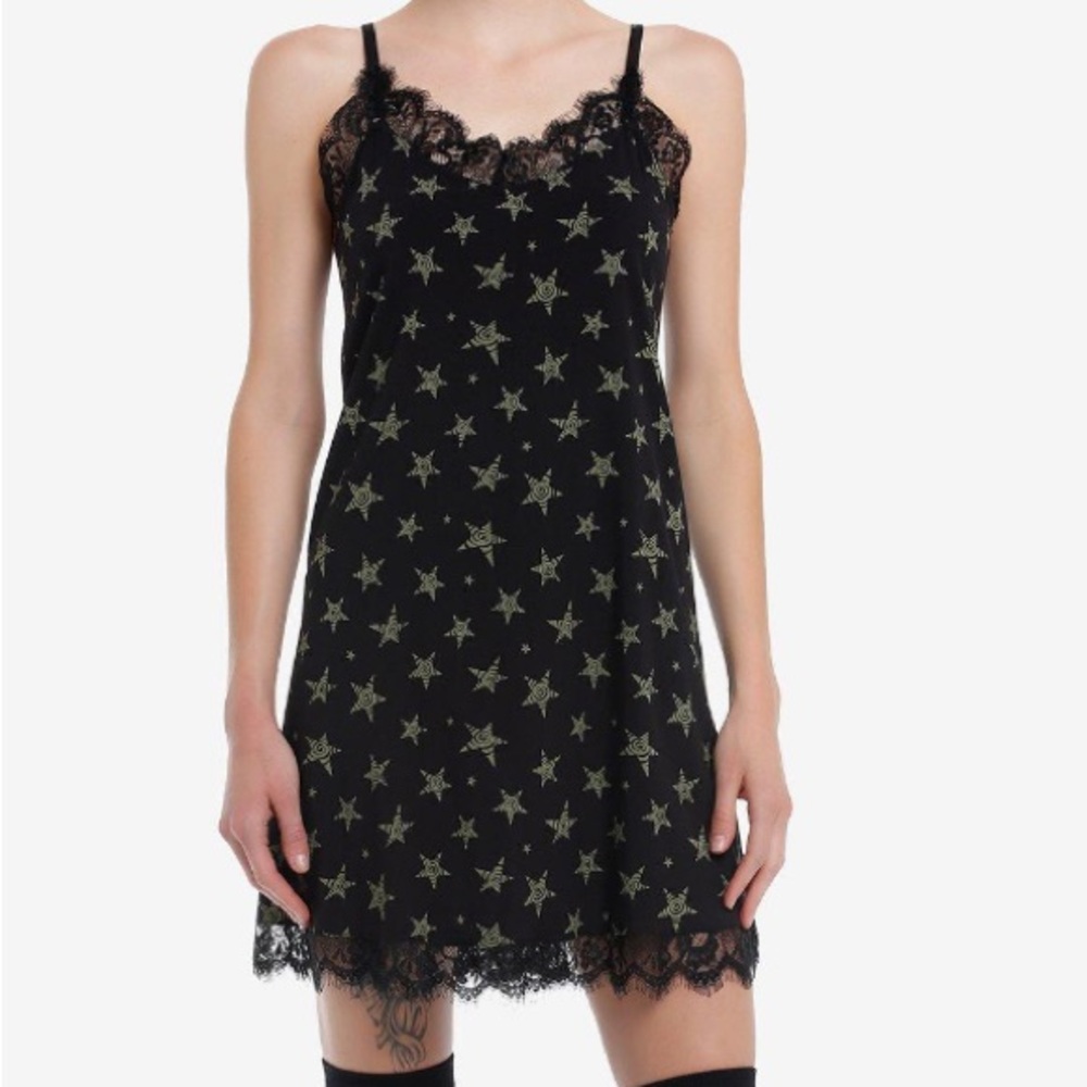 Social Collision Swirl Star Lace Slip Dress Hot Topic Y2K